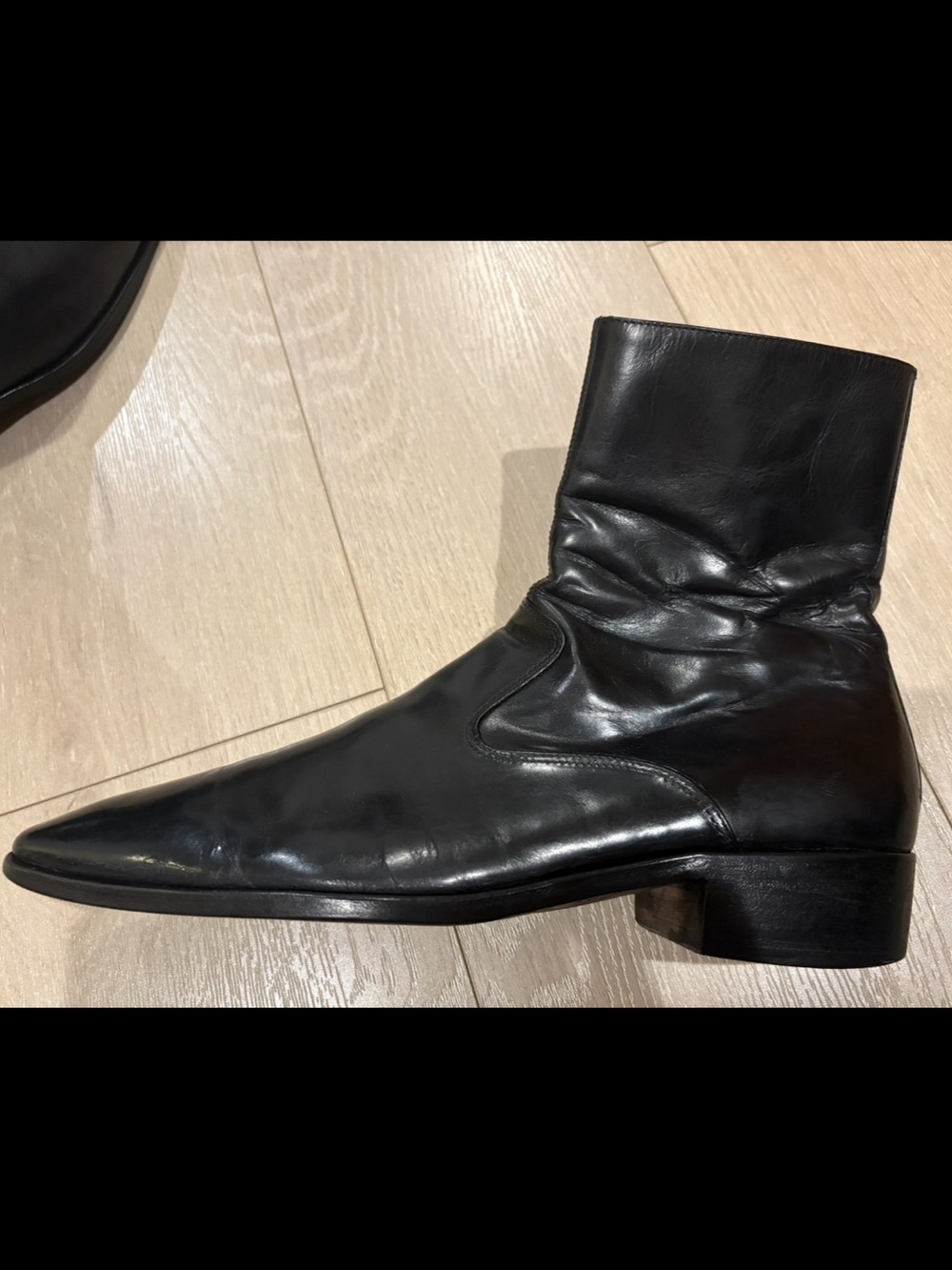 Men's Salvatore Ferragamo Black Leather Ankle Boots Size 9